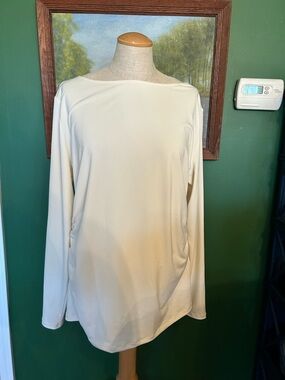 Abercrombie & Fitch Cream Boatneck Long-Sleeve Top